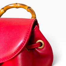 Load image into Gallery viewer, Vintage Gucci Bamboo Leather Backpack – Red