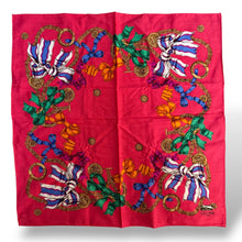 Load image into Gallery viewer, Vintage Céline Paris 100% Cotton Chain & Ribbon Scarf – 50 x 50 cm