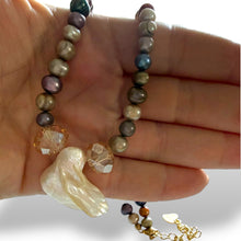 Load image into Gallery viewer, Baroque Pearl & Peacock Freshwater Necklace