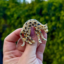 Load image into Gallery viewer, Vintage Leopard Rhinestone & Enamel Brooch, c. 1980s–1990s