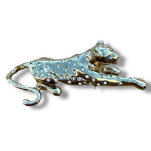 Load image into Gallery viewer, Vintage Gold-Tone Rhinestone Leopard Brooch, c. 1980s–1990s