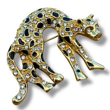Load image into Gallery viewer, Vintage Leopard Rhinestone & Enamel Brooch, c. 1980s–1990s