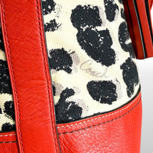 Load image into Gallery viewer, Y2K Coach Leopard Print Canvas and Red Leather Shoulder Bag