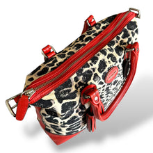Load image into Gallery viewer, Y2K Coach Leopard Print Canvas and Red Leather Shoulder Bag