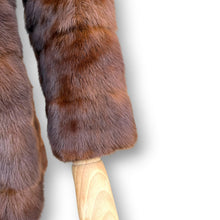 Load image into Gallery viewer, Vintage Chocolate Brown Rabbit Fur Coat with Sculpted Collar