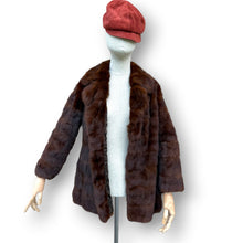Load image into Gallery viewer, Vintage Chocolate Brown Rabbit Fur Coat with Sculpted Collar