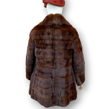 Load image into Gallery viewer, Vintage Chocolate Brown Rabbit Fur Coat with Sculpted Collar
