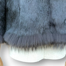 Load image into Gallery viewer, Vintage Black Rabbit Fur Hooded Jacket with Fox Fur Trim