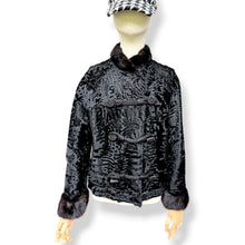Load image into Gallery viewer, Vintage Swakara Lamb Boxy Cropped Jacket with Chinese Frog Closures
