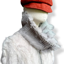 Load image into Gallery viewer, Vintage Grey Rabbit Fur Bomber Jacket with Knit Fur Collar