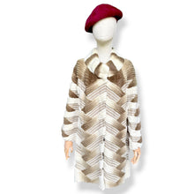 Load image into Gallery viewer, Vintage Rabbit Fur Chevron Coat in Cream and Mocha