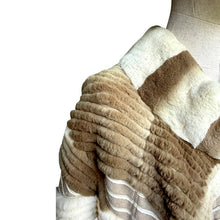 Load image into Gallery viewer, Vintage Rabbit Fur Chevron Coat in Cream and Mocha