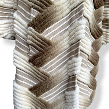 Load image into Gallery viewer, Vintage Rabbit Fur Chevron Coat in Cream and Mocha