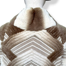 Load image into Gallery viewer, Vintage Rabbit Fur Chevron Coat in Cream and Mocha