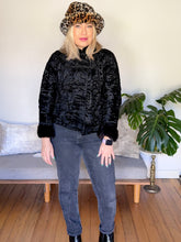 Load image into Gallery viewer, Vintage Swakara Lamb Boxy Cropped Jacket with Chinese Frog Closures