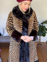 Load image into Gallery viewer, Vintage Leopard Fur Coat with Mink Trim by Koseff’s of Johannesburg