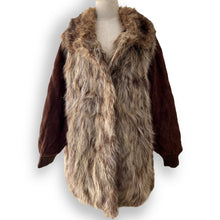 Load image into Gallery viewer, Vintage Fur Coat with Suede Sleeves