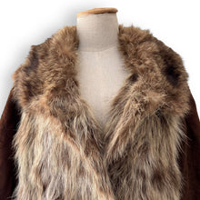 Load image into Gallery viewer, Vintage Fur Coat with Suede Sleeves