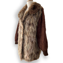 Load image into Gallery viewer, Vintage Fur Coat with Suede Sleeves