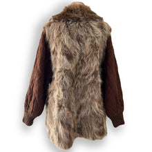 Load image into Gallery viewer, Vintage Fur Coat with Suede Sleeves