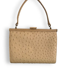 Load image into Gallery viewer, Stunning Vintage Creme Ostrich Leather Handbag by Corbeau