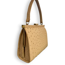 Load image into Gallery viewer, Stunning Vintage Creme Ostrich Leather Handbag by Corbeau