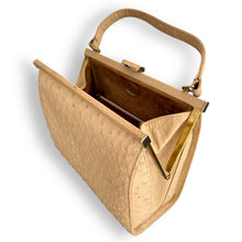 Load image into Gallery viewer, Stunning Vintage Creme Ostrich Leather Handbag by Corbeau