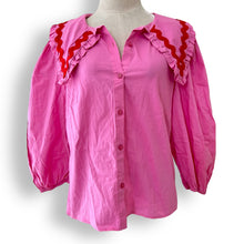 Load image into Gallery viewer, Me and B Pink Long Sleeve Dagger Collar Shirt