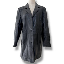 Load image into Gallery viewer, Vintage TCM Black Leather Coat – Minimal, Luxe, and Effortless