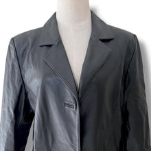 Load image into Gallery viewer, Vintage TCM Black Leather Coat – Minimal, Luxe, and Effortless