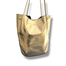 Load image into Gallery viewer, Unbillion Metallic Gold Leather Shopper Tote