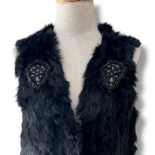 Load image into Gallery viewer, Black Rabbit Fur Gilet with Beaded Detail