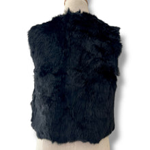 Load image into Gallery viewer, Black Rabbit Fur Gilet with Beaded Detail