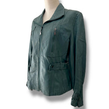 Load image into Gallery viewer, Vintage Forest Green Leather Jacket