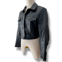 Load image into Gallery viewer, Vintage Cropped Leather Jacket