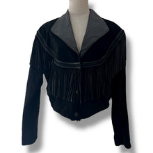 Load image into Gallery viewer, Vintage Black Suede & Leather Fringe Jacket by Wilsons