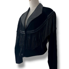 Load image into Gallery viewer, Vintage Black Suede & Leather Fringe Jacket by Wilsons