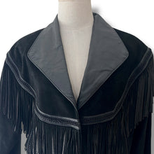 Load image into Gallery viewer, Vintage Black Suede & Leather Fringe Jacket by Wilsons