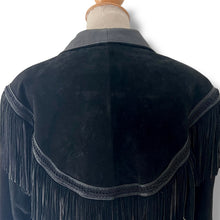 Load image into Gallery viewer, Vintage Black Suede & Leather Fringe Jacket by Wilsons