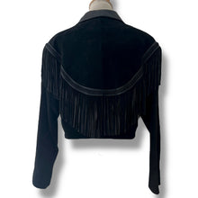 Load image into Gallery viewer, Vintage Black Suede & Leather Fringe Jacket by Wilsons