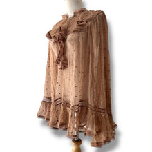 Load image into Gallery viewer, Zimmermann Silk Dot Ruffle Blouse in Rust