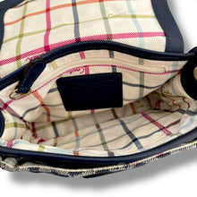 Load image into Gallery viewer, Coach Signature Mini Crossbody – Navy Monogram with Gold Buckle