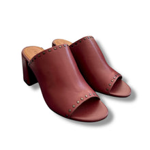 Load image into Gallery viewer, Coach Studded Leather Mules – Oxblood Leather, Block Heel (EU 36/UK4)