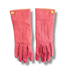 Load image into Gallery viewer, Vintage Coach Lipstick Pink Leather Gloves with Gold Button Detail