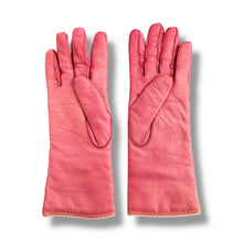 Load image into Gallery viewer, Vintage Coach Lipstick Pink Leather Gloves with Gold Button Detail