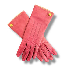 Load image into Gallery viewer, Vintage Coach Lipstick Pink Leather Gloves with Gold Button Detail