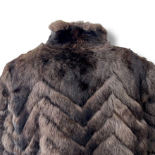 Load image into Gallery viewer, Chevron-Patterned Rabbit Fur Coat with Mossy Undertones