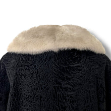Load image into Gallery viewer, Vintage Black Persian Lamb Coat with Pale Mink Collar