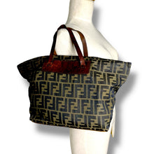 Load image into Gallery viewer, Vintage Fendi Zucca Canvas Tote with Leather Handles Italy, likely 1980s–early 90s