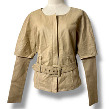 Load image into Gallery viewer, Vero Moda Classic Belted Leather Jacket – Neutral Beige